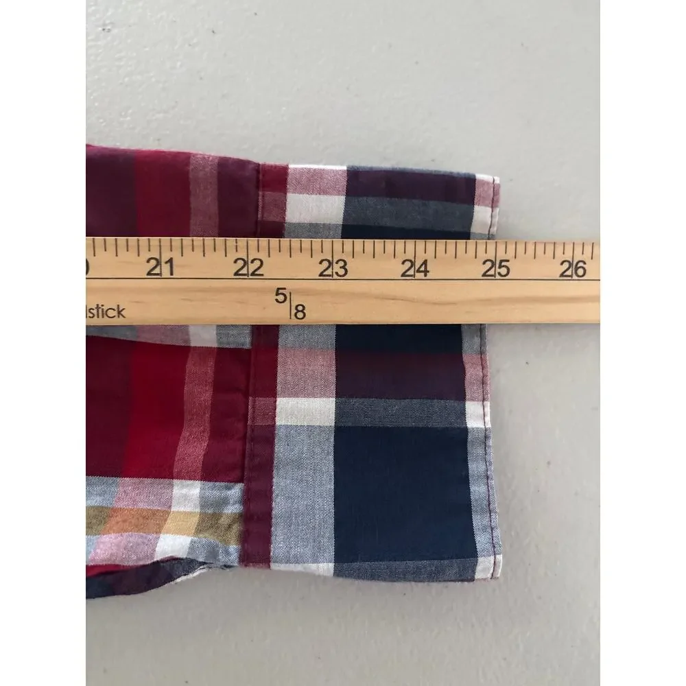 Levi's Long Sleeves Shirt Men's Size Large‎ Red Blue Plaid Pockets Western Cut